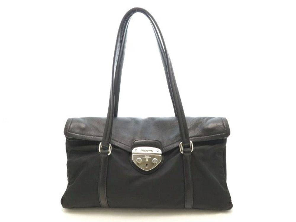 Prada Tessuto Saffiano shoulder bag calfskin black